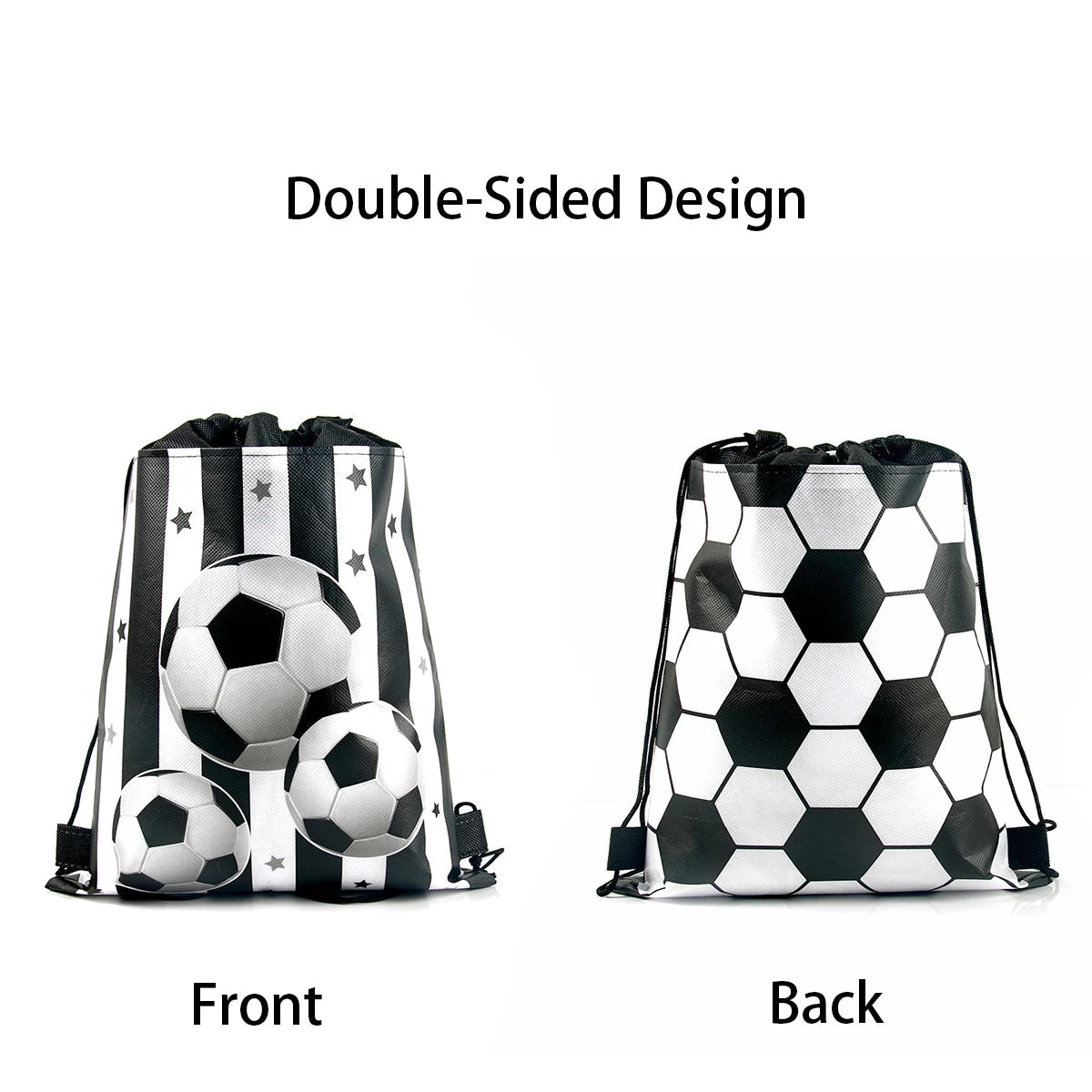 3/6/12pcs Children Football Drawstring Bags Football Backpack Sport Party Drawstring Goodie Favor Bags Gifts Birthday Party - Velora