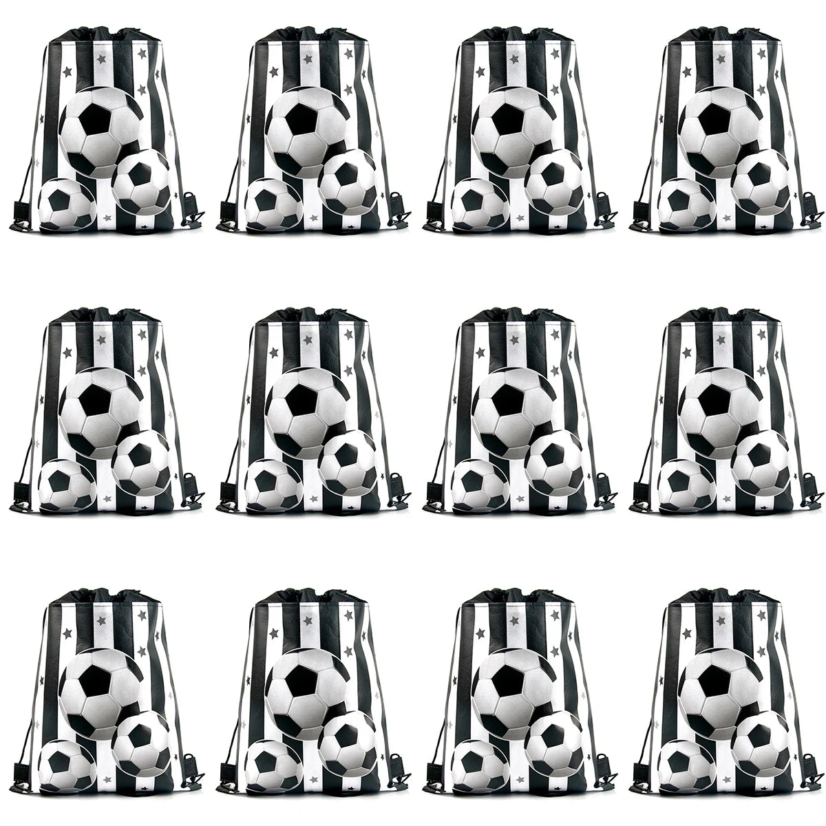 3/6/12pcs Children Football Drawstring Bags Football Backpack Sport Party Drawstring Goodie Favor Bags Gifts Birthday Party - Velora