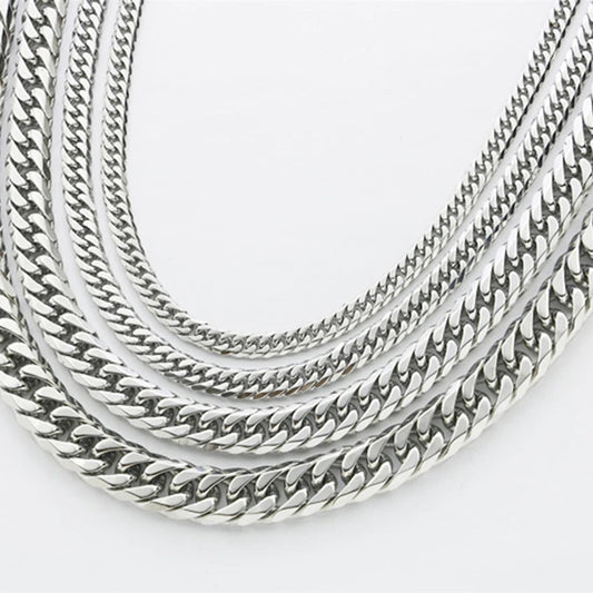 Fashion Thick Wide Double Duckle Weave Six-face Grinding Stainless Steel Men And Women Necklace Jewelry Chain Hot Sale - Velora
