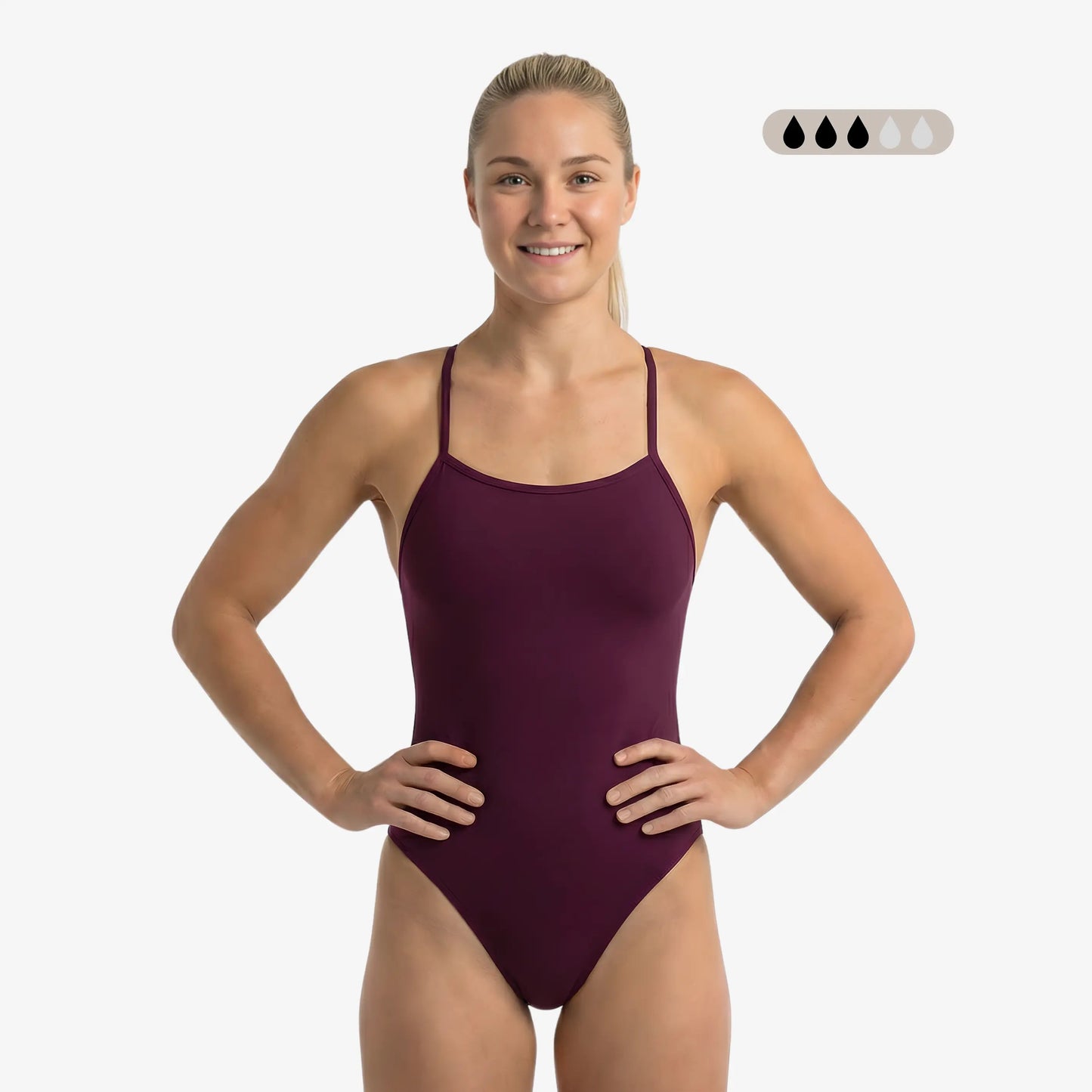 Merlot SecureFlo Open-Back One-Piece Period Swimsuit by Norca