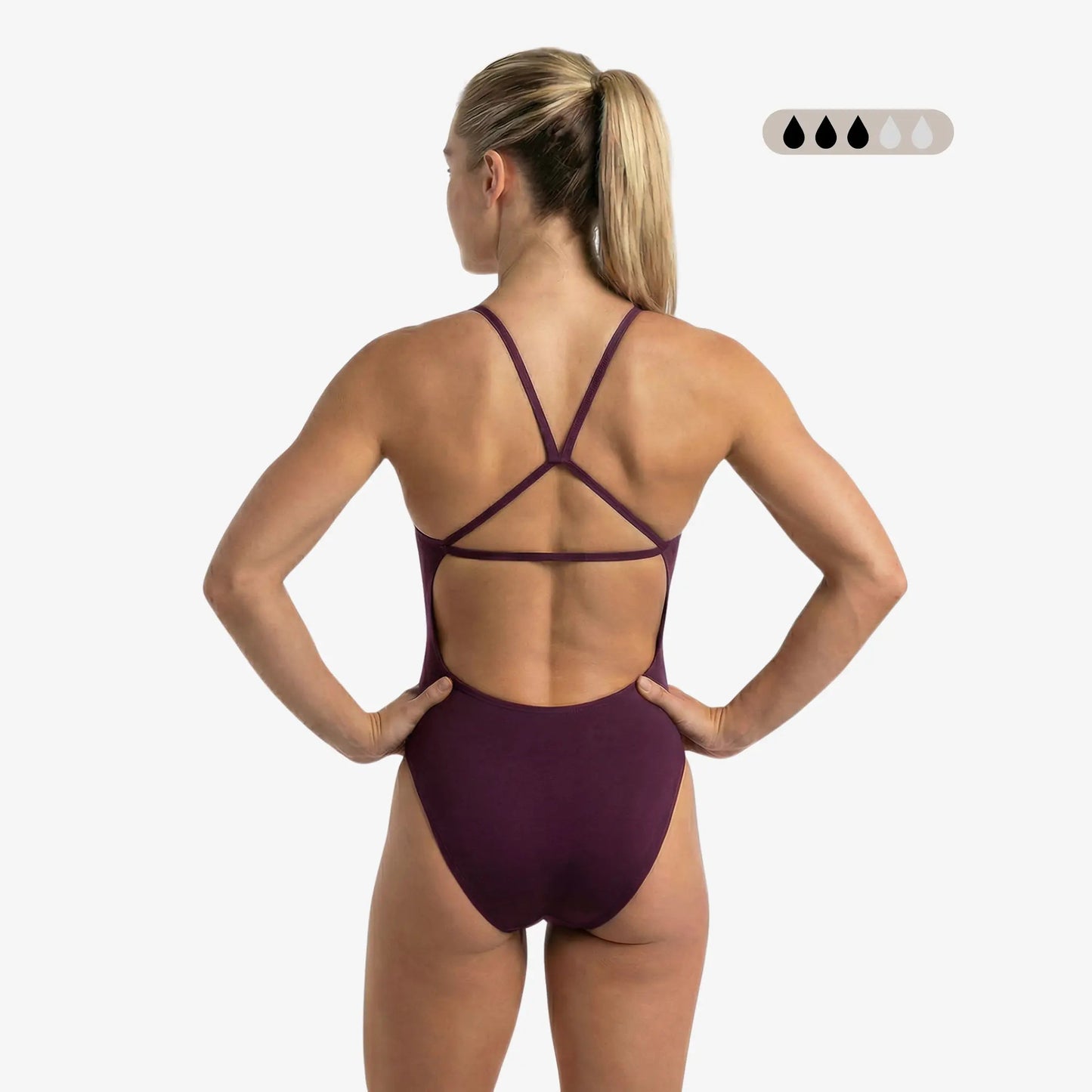 Merlot SecureFlo Open-Back One-Piece Period Swimsuit by Norca