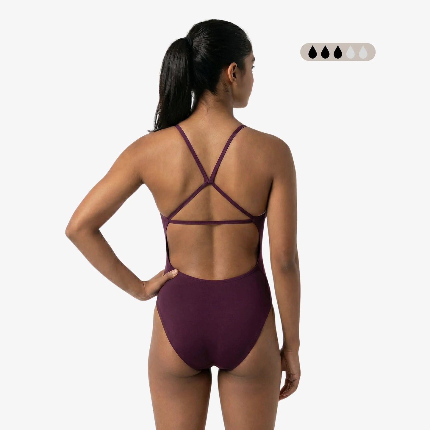 Merlot SecureFlo Open-Back One-Piece Period Swimsuit by Norca