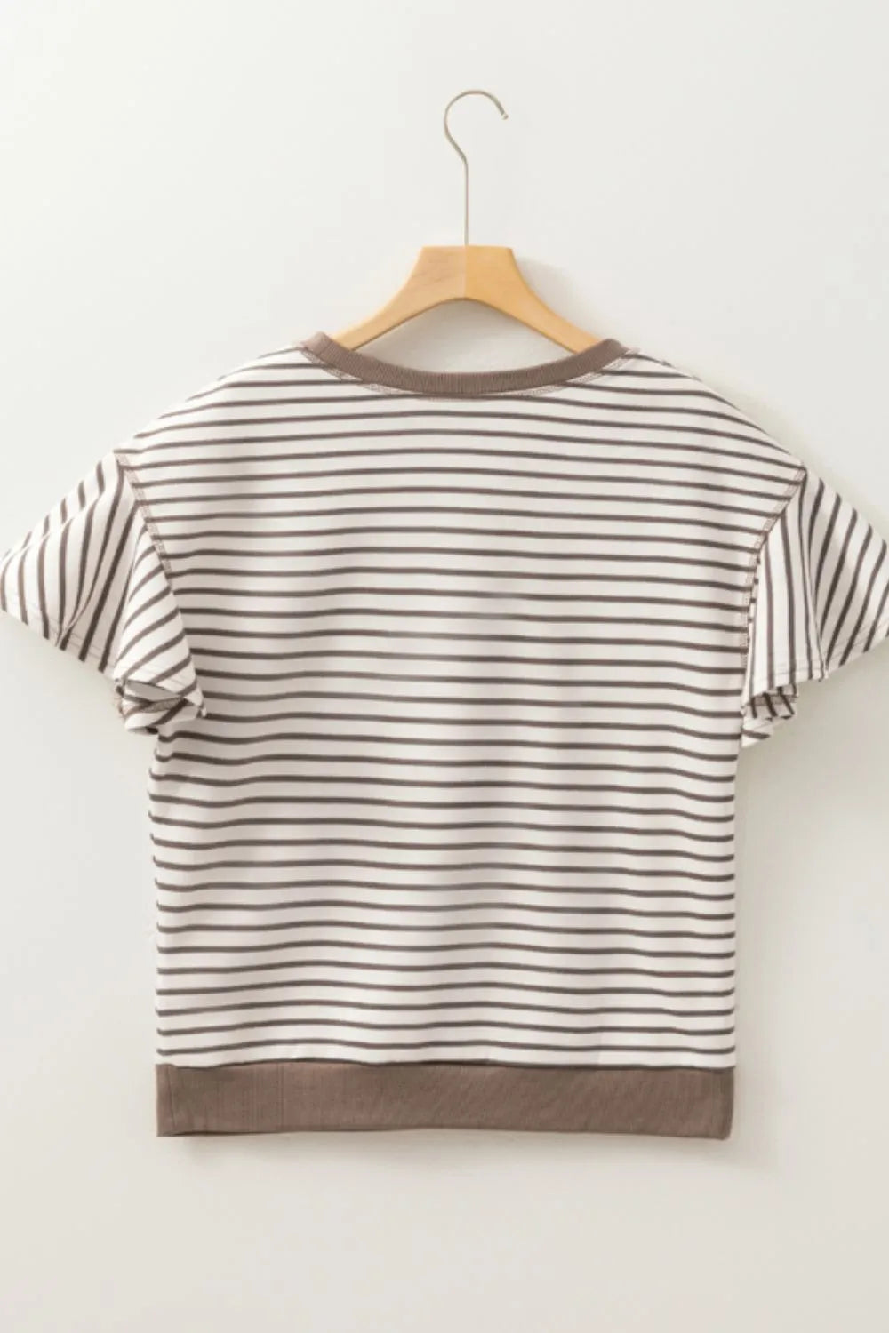 Sequin Striped Round Neck T-Shirt - Velora Luxury Fashion