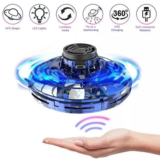 Flying Helicopter Spinner Fingertip Upgrade Flight Gyro Flyorb Hover Ball Mini Drone Aircraft Toy LED UFO Type Toy Kid Gift Velora