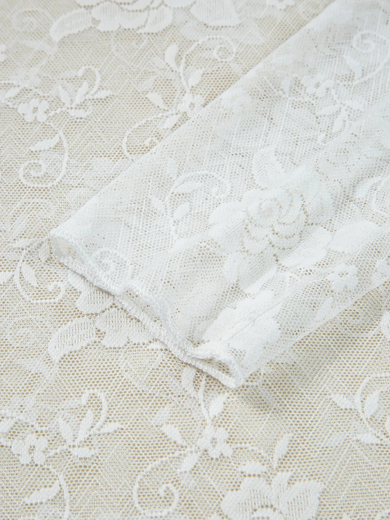 Sheer Floral Lace Mesh Mock Neck Long Sleeve Top - Velora Luxury Fashion