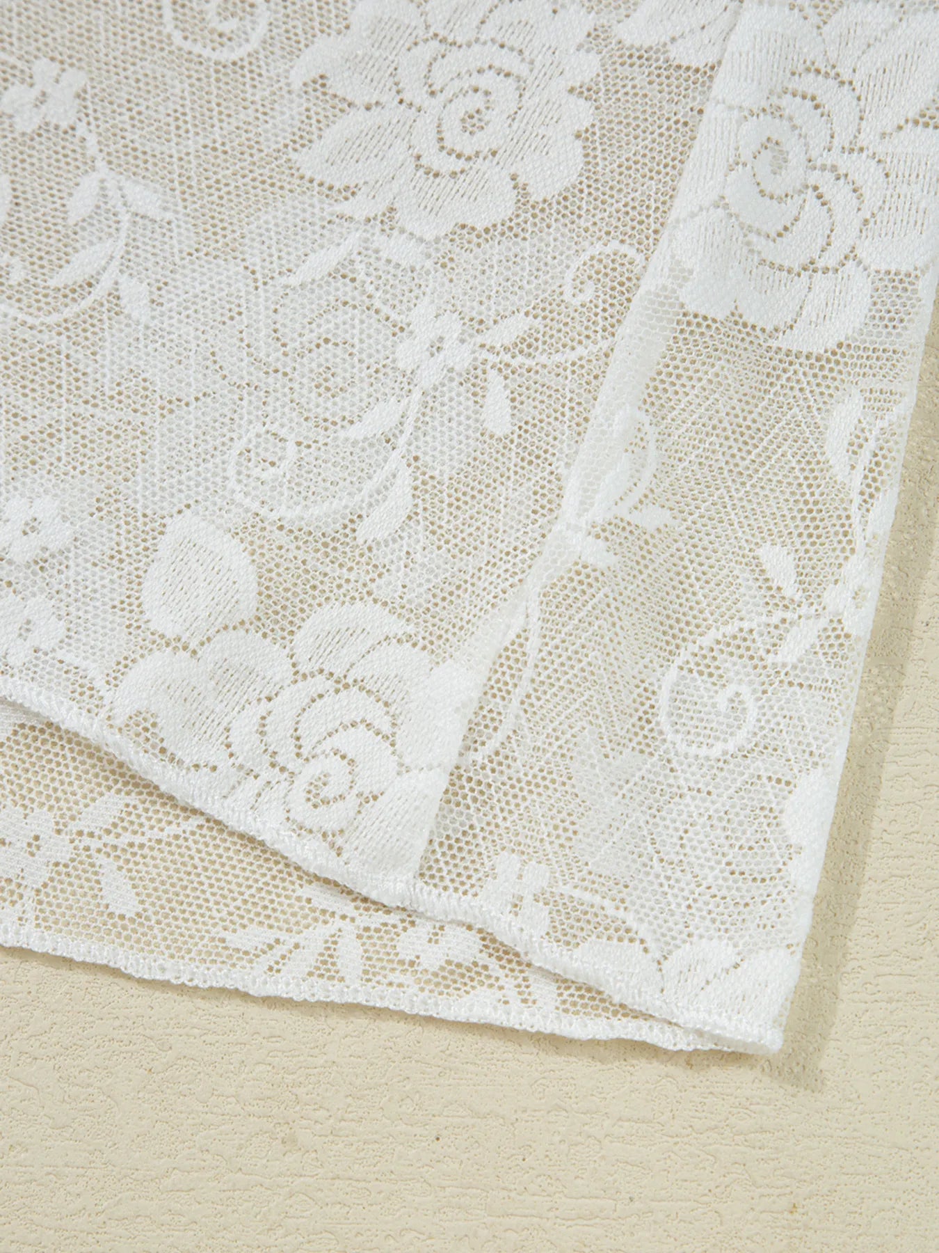 Sheer Floral Lace Mesh Mock Neck Long Sleeve Top - Velora Luxury Fashion