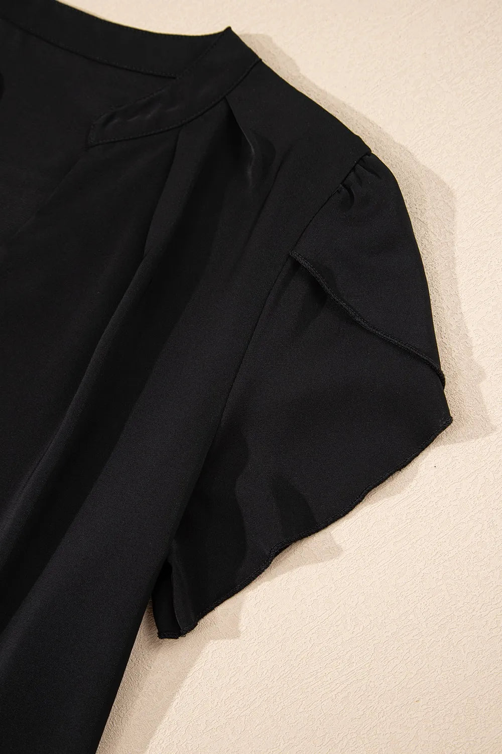 Short Sleeve Notched Blouse - Velora Luxury Fashion