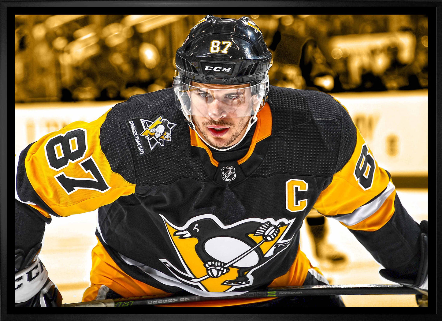 Sidney Crosby Pittsburgh Penguins Framed 20x29 Face-Off Close-Up Canvas - Velora Luxury Fashion