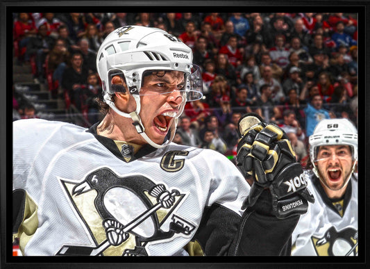 Sidney Crosby Pittsburgh Penguins Framed 20x29 Goal Celebration Close-Up Canvas - Velora Luxury Fashion