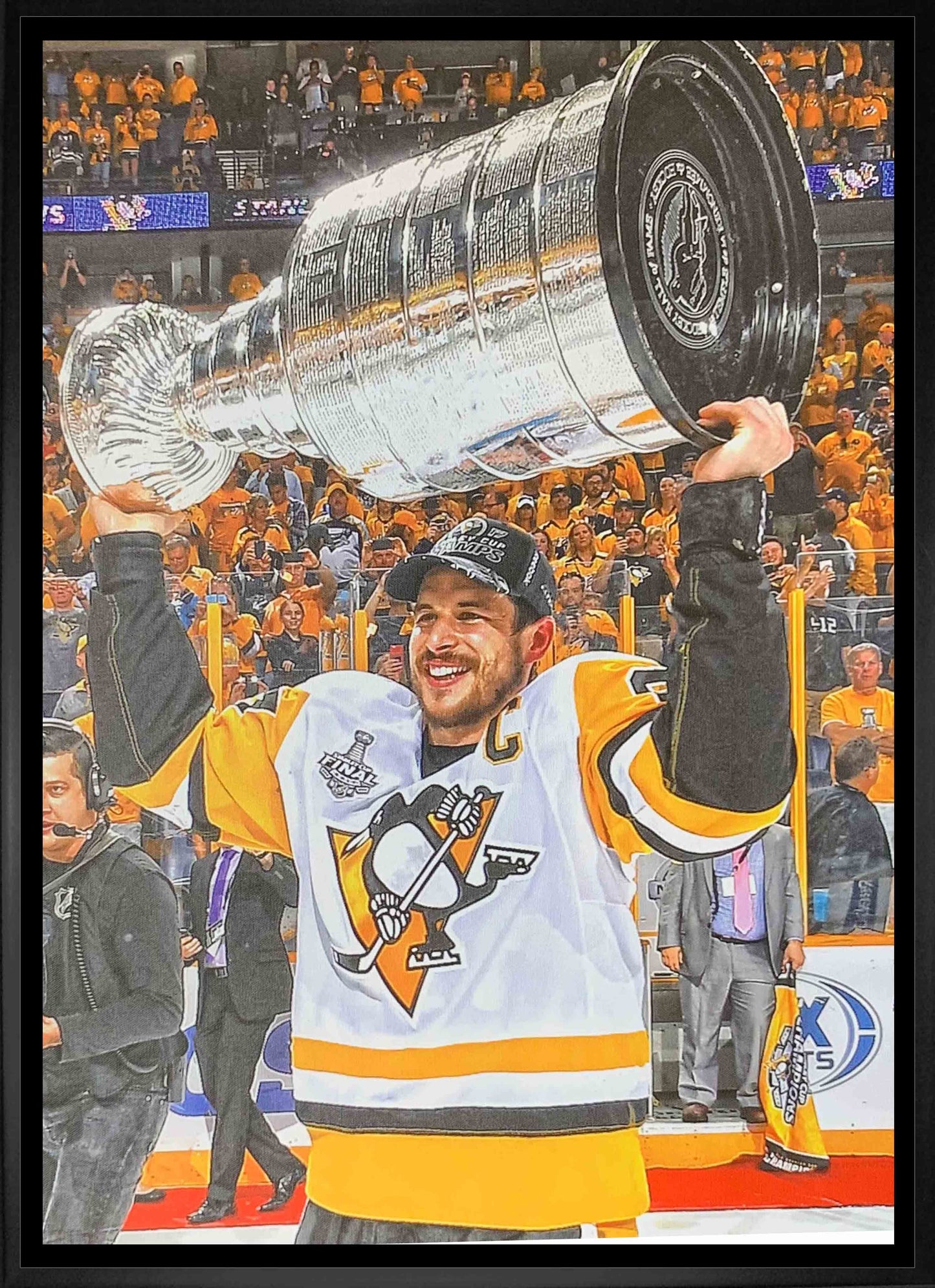 Sidney Crosby Pittsburgh Penguins Framed 20x29 Raising Cup Canvas - Velora Luxury Fashion