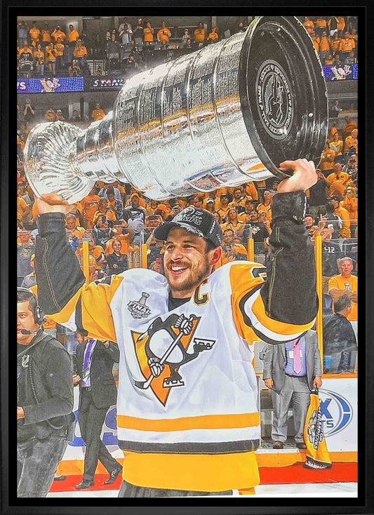 Sidney Crosby Pittsburgh Penguins Framed 20x29 Raising Cup Canvas - Velora Luxury Fashion