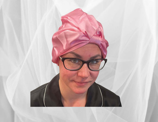 Silk Bonnet Carmine (Square Knotted Design) - Velora Luxury Fashion