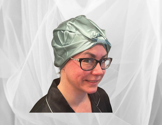 Silk Bonnet Sage (Square Knotted Design) - Velora Luxury Fashion