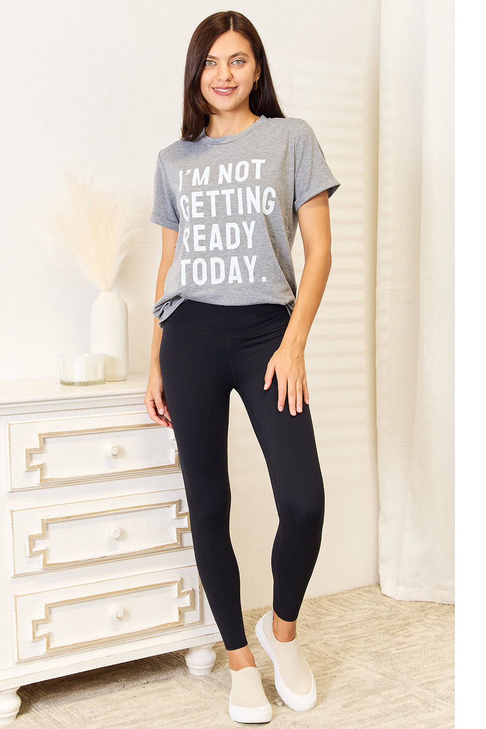 Simply Love I'M NOT GETTING READY TODAY Graphic T-Shirt - Velora Luxury Fashion
