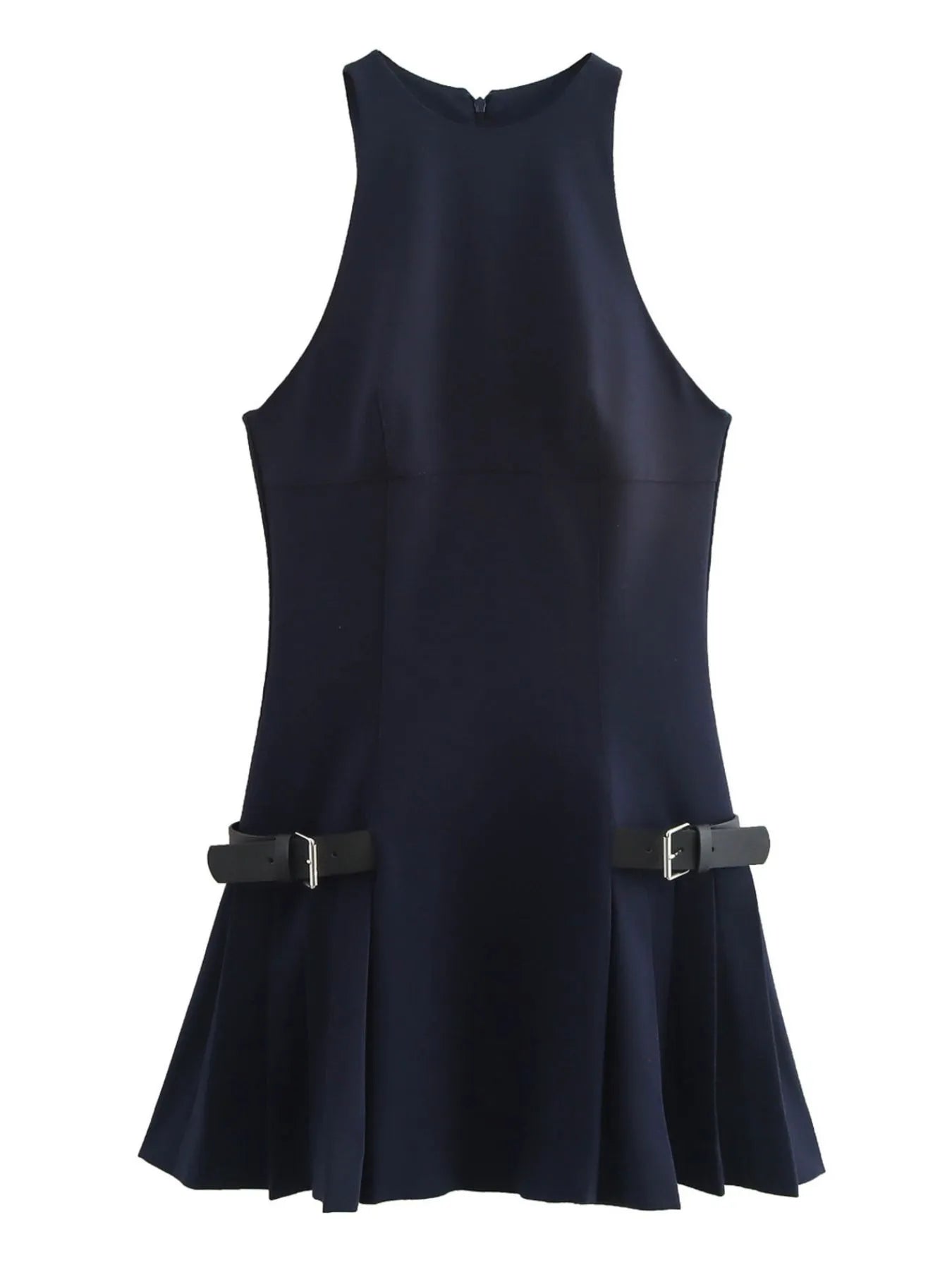 Sleeveless Halter Neck Mini Dress - Velora Luxury Fashion