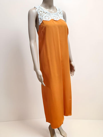 Sleeveless Long Dress with Crochet - Velora Luxury Fashion