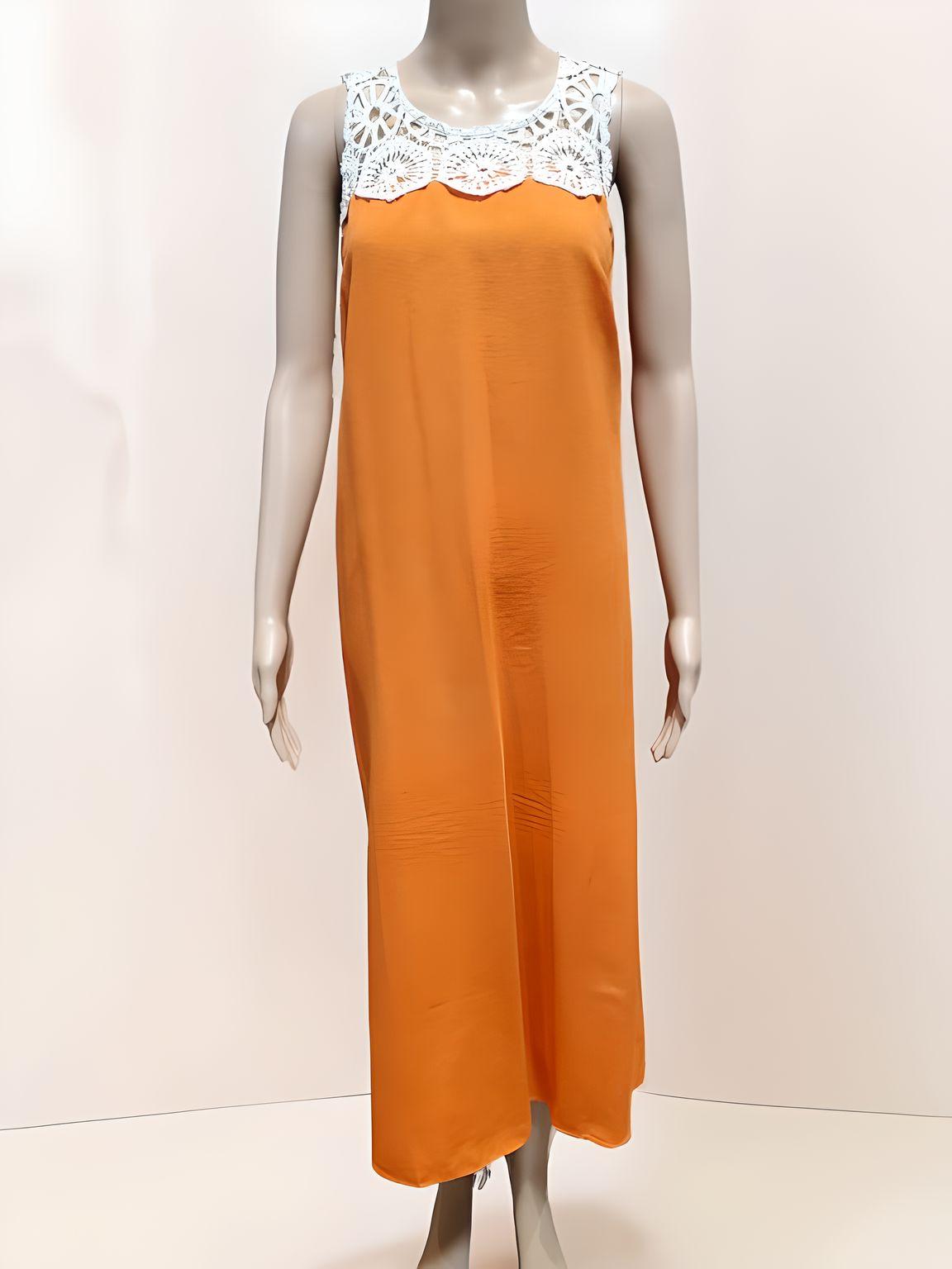 Sleeveless Long Dress with Crochet - Velora Luxury Fashion