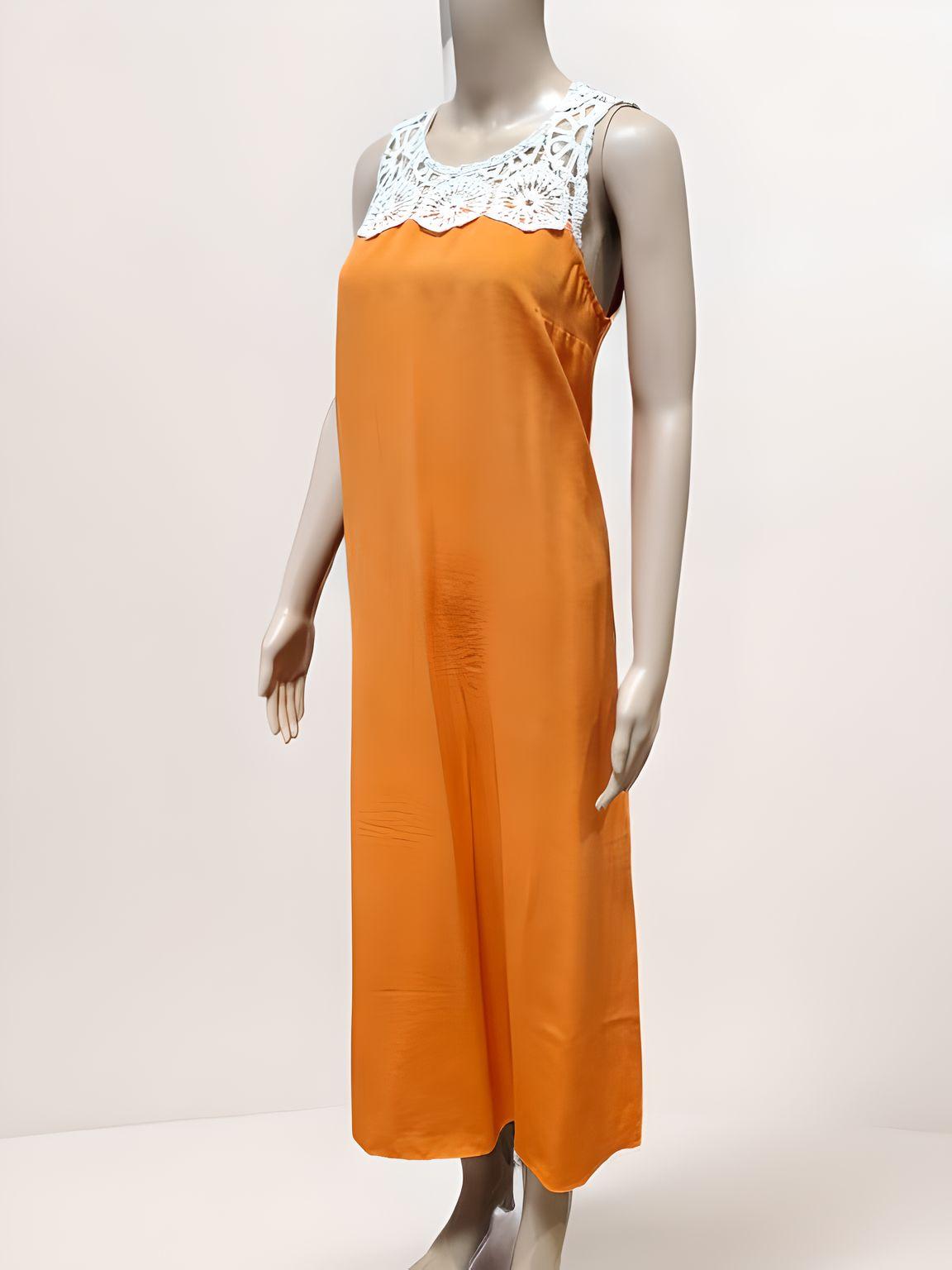 Sleeveless Long Dress with Crochet - Velora Luxury Fashion