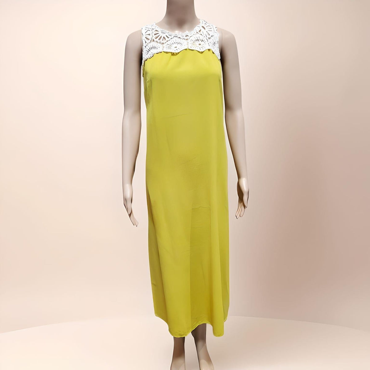 Sleeveless Long Dress with Crochet - Velora Luxury Fashion