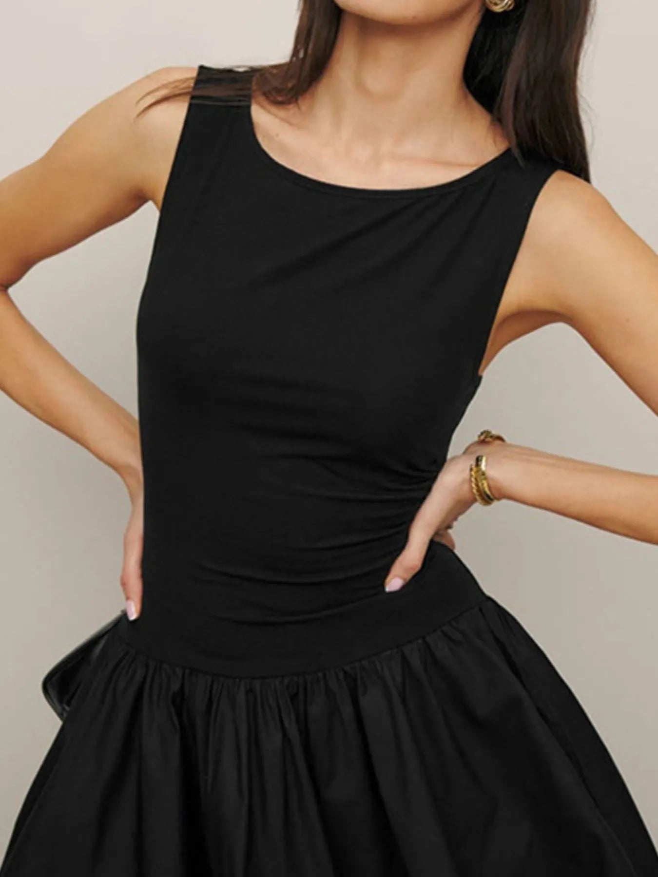 Sleeveless Ruched Mini Tank Dress - Velora Luxury Fashion