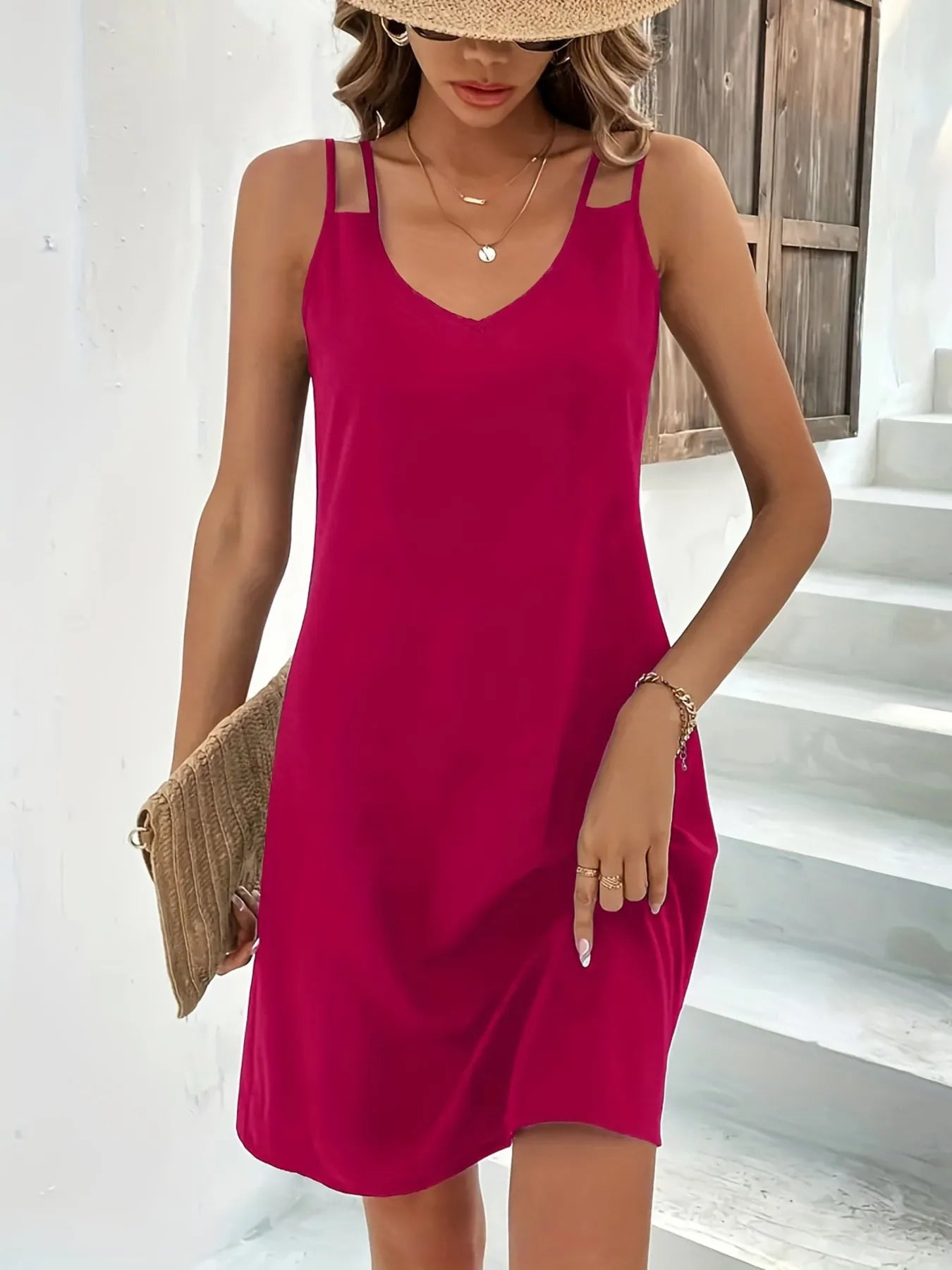 Sleeveless V-Neck Summer Tank Dress - Velora Luxury Fashion