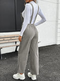 Slit Wide Leg Overalls with Pockets - Velora Luxury Fashion