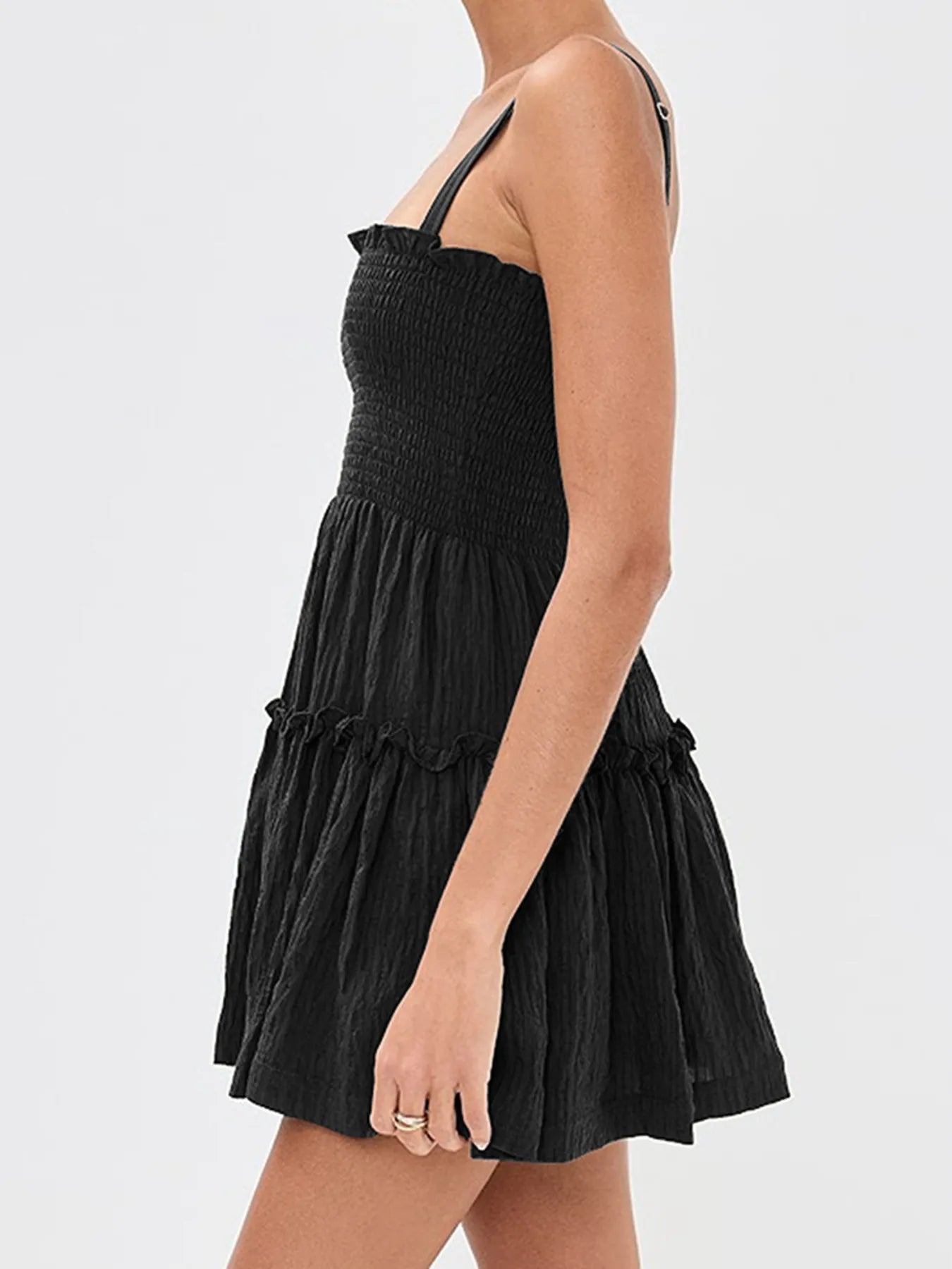 Smocked Frill Cami Mini Dress - Velora Luxury Fashion