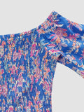 Smocked Off-Shoulder Printed Top and Skirt Set