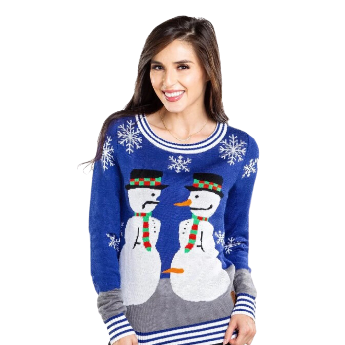 Snowman Nose Thief Blue Christmas Sweater - Velora Luxury Fashion