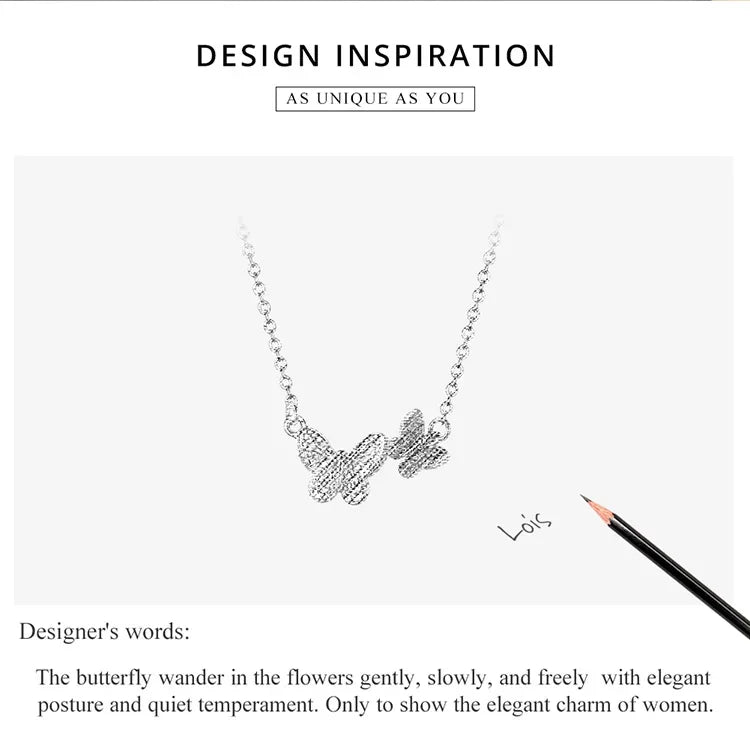 Soar with Style: Blue Zircon Korean Style Sterling Silver Butterfly Necklace - Velora Luxury Fashion