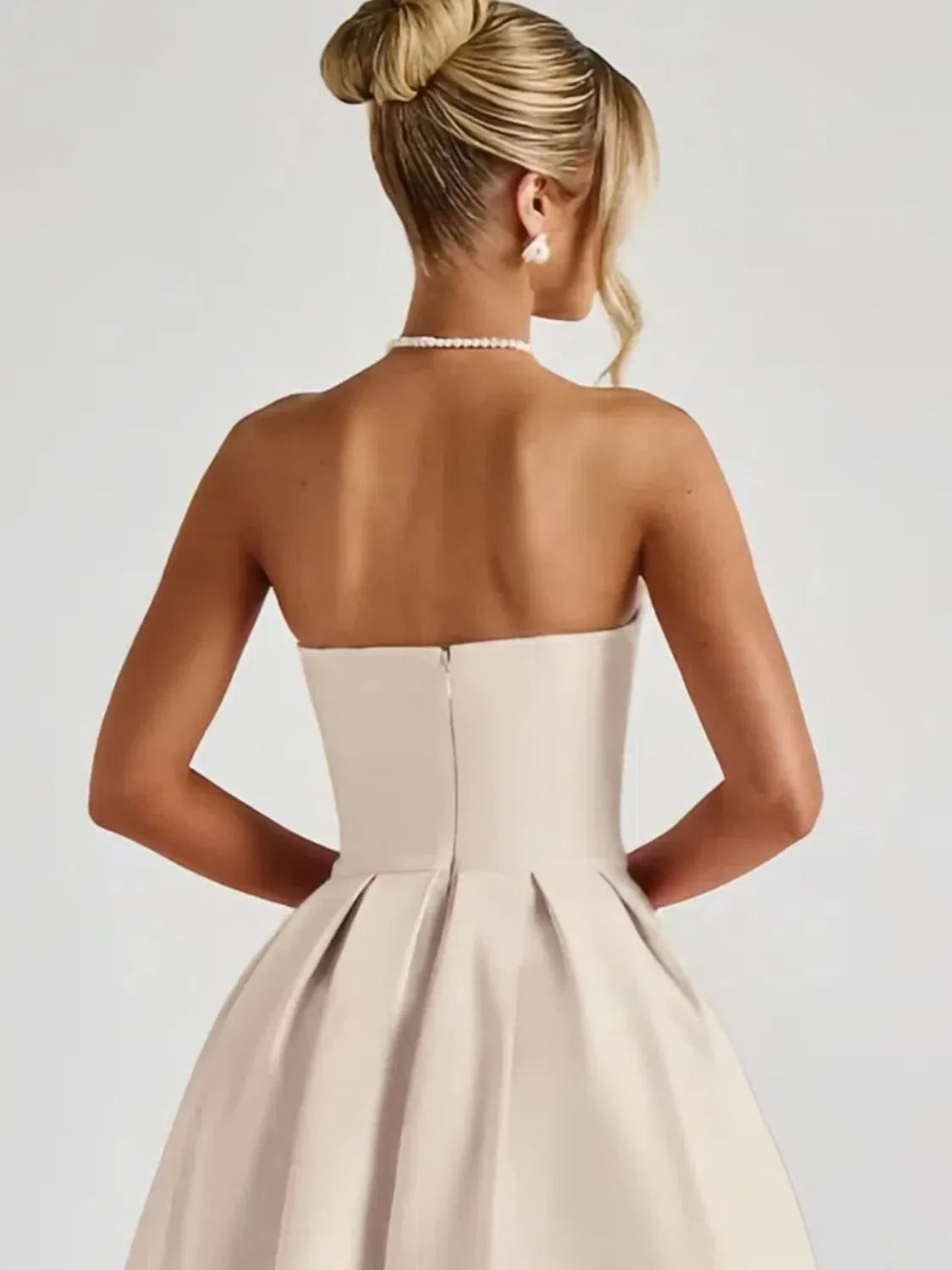 Solid Color Tube Midi Dress - Velora Luxury Fashion