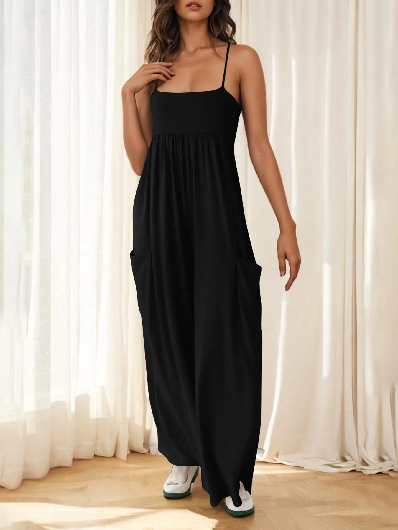 Spaghetti Strap Wide Leg Jumpsuit - Velora Luxury Fashion