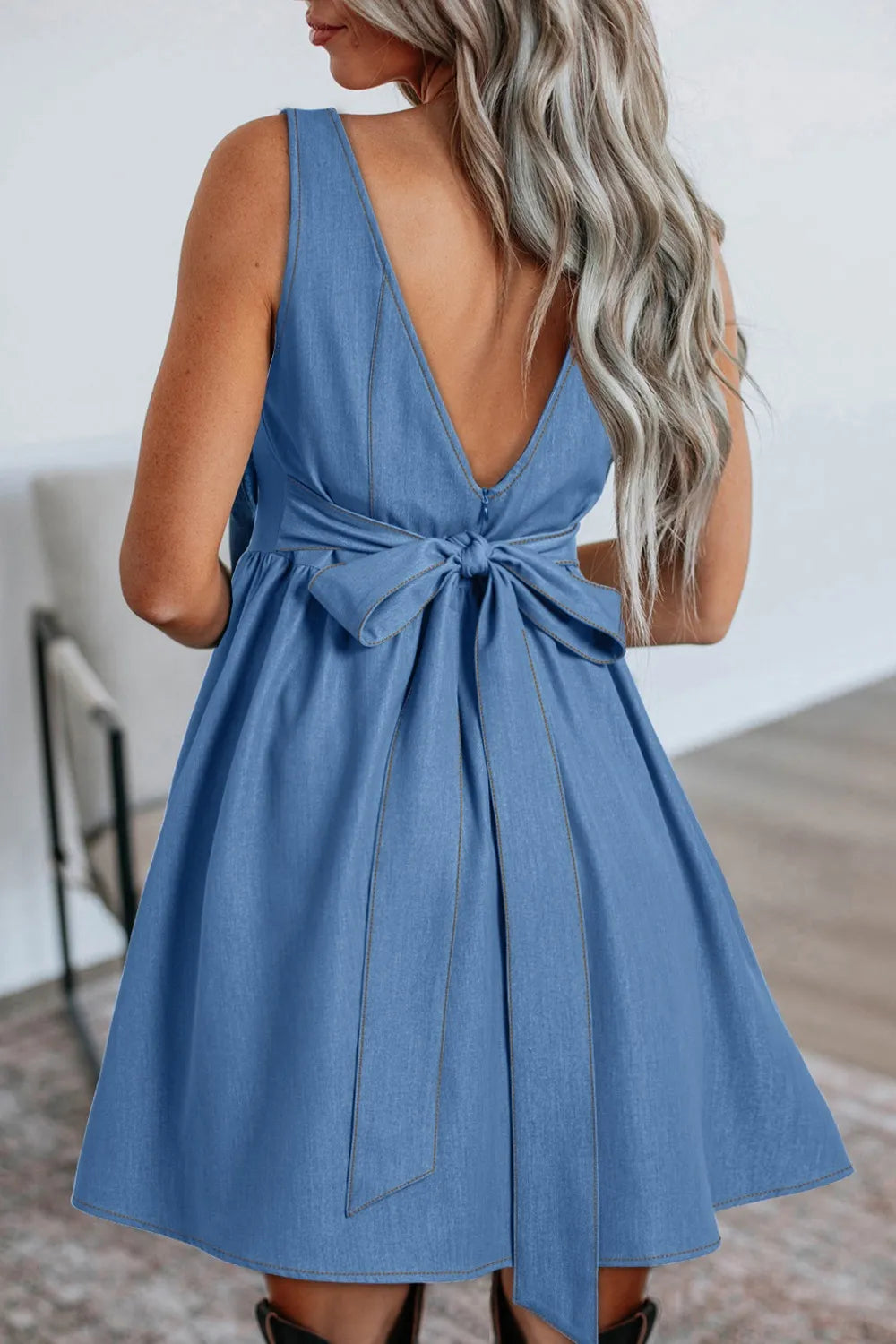 Square Neck Sleeveless Mini Dress - Velora Luxury Fashion
