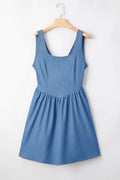 Square Neck Sleeveless Mini Dress - Velora Luxury Fashion
