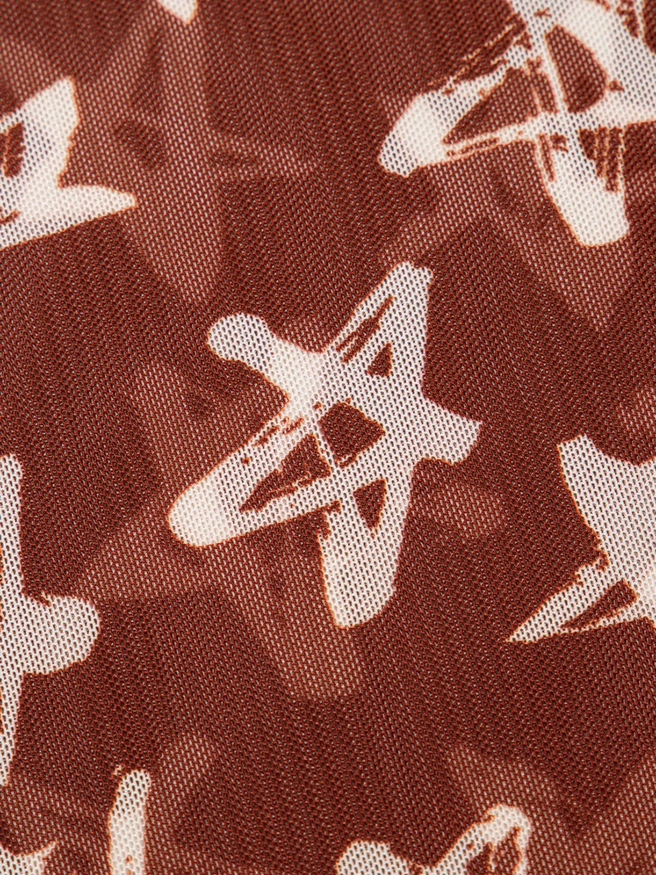 Star Print Long Sleeve Mock Neck Top - Velora Luxury Fashion