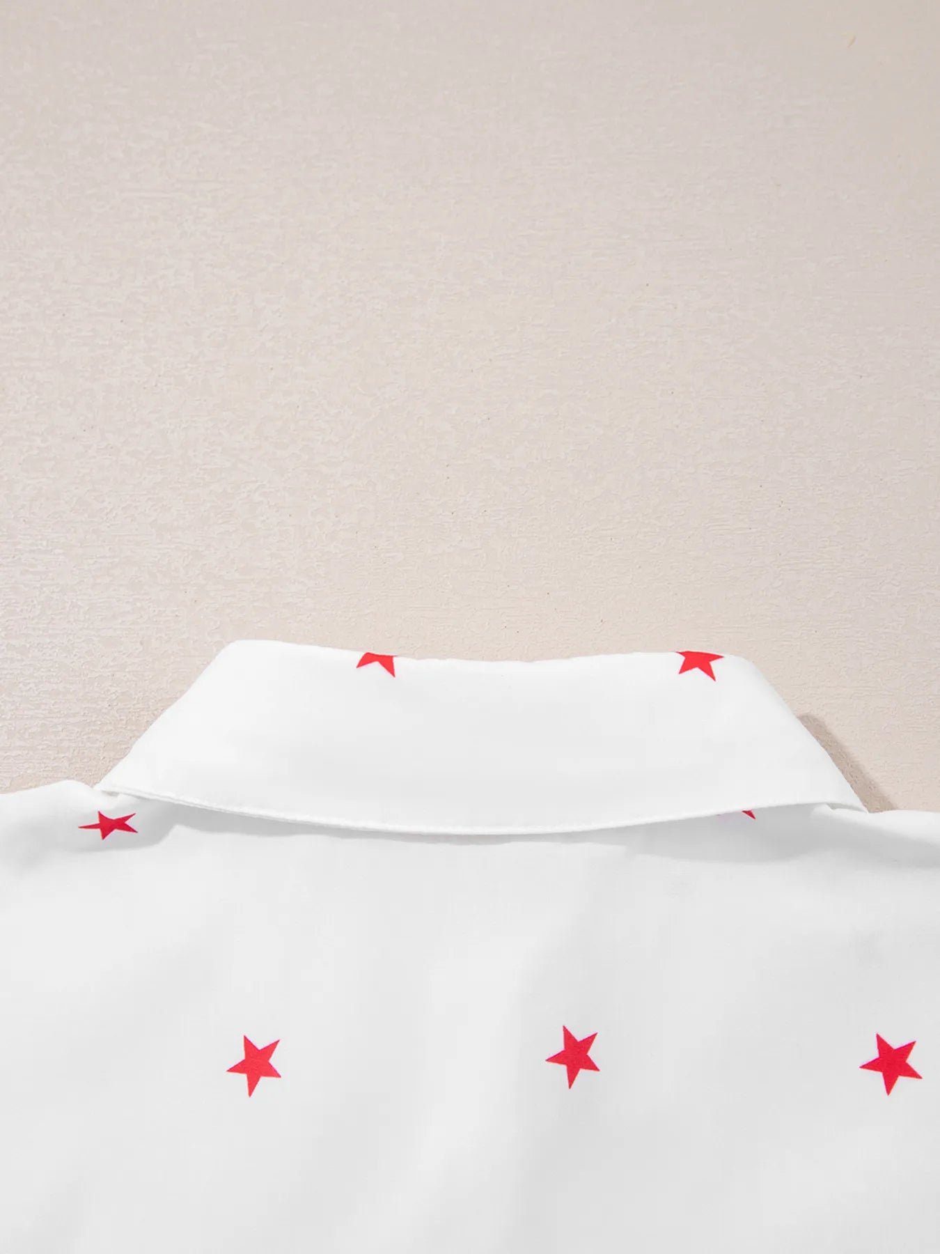 Star Print Puff Sleeve Button-Up Shirt - Velora Luxury Fashion