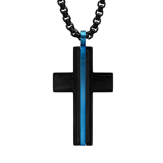 Steeltime Stripe Cross Pendant Necklace - Velora Luxury Fashion