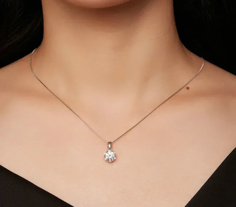 Stellar Shine 1ct Moissanite Sterling Silver Pendant Necklace - Velora Luxury Fashion
