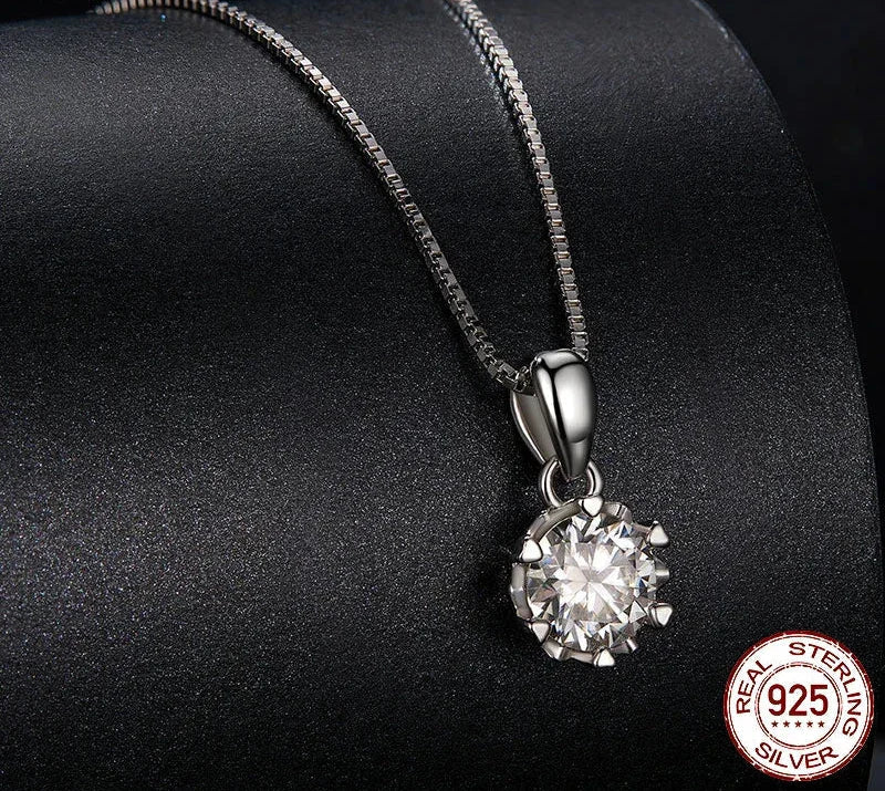 Stellar Shine 1ct Moissanite Sterling Silver Pendant Necklace - Velora Luxury Fashion