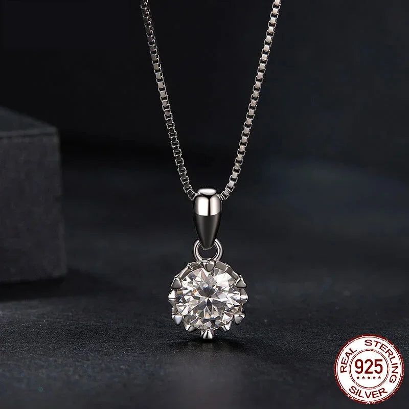Stellar Shine 1ct Moissanite Sterling Silver Pendant Necklace - Velora Luxury Fashion