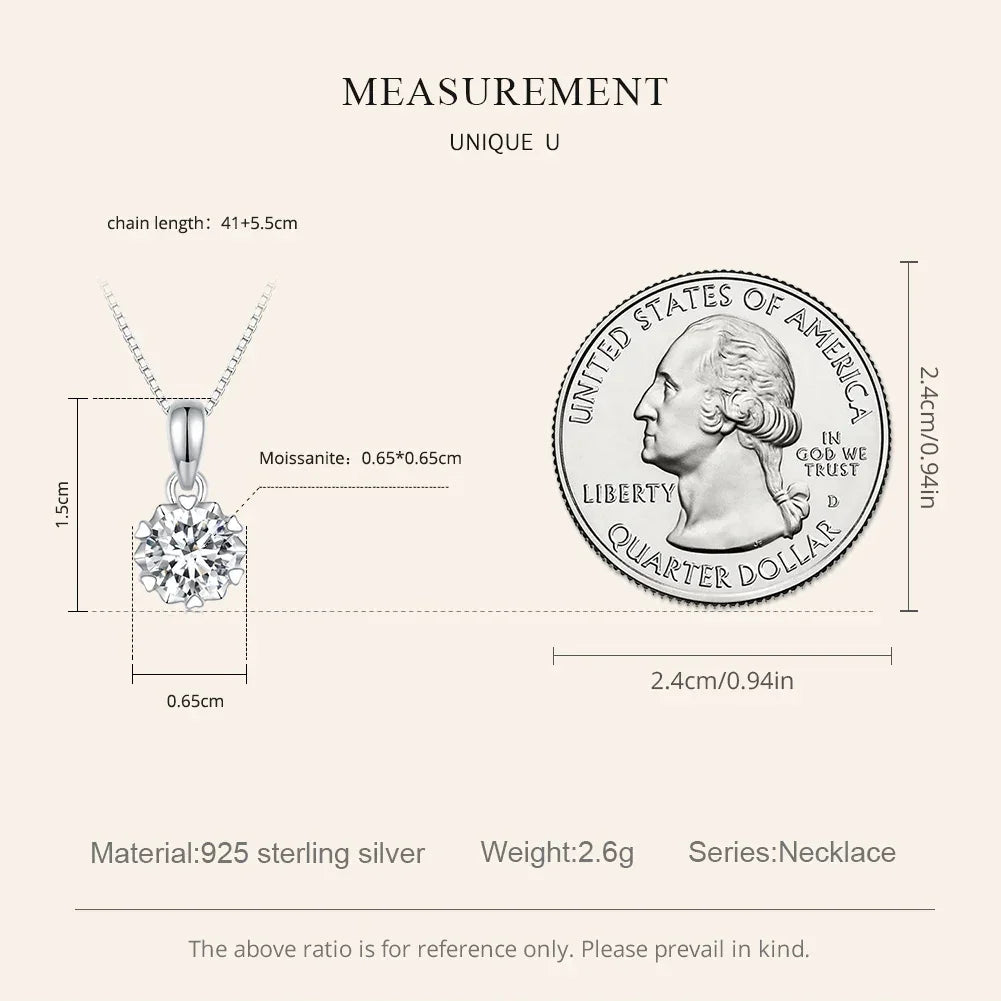 Stellar Shine 1ct Moissanite Sterling Silver Pendant Necklace - Velora Luxury Fashion
