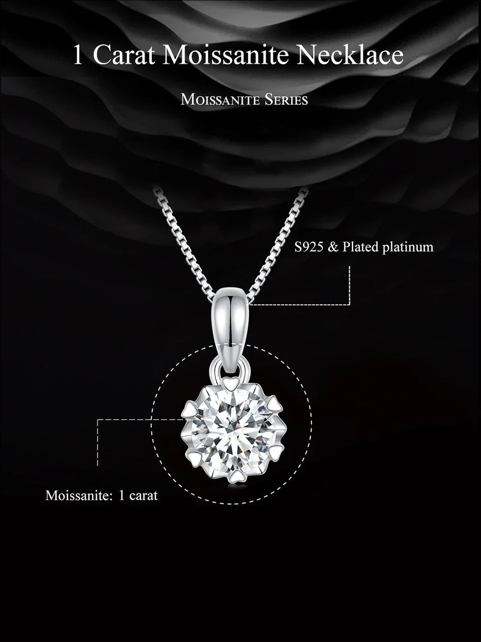Stellar Shine 1ct Moissanite Sterling Silver Pendant Necklace - Velora Luxury Fashion