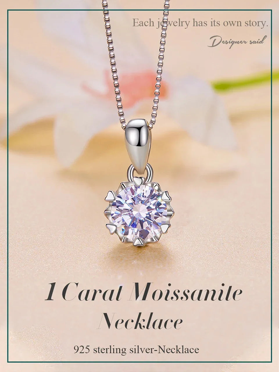 Stellar Shine 1ct Moissanite Sterling Silver Pendant Necklace - Velora Luxury Fashion
