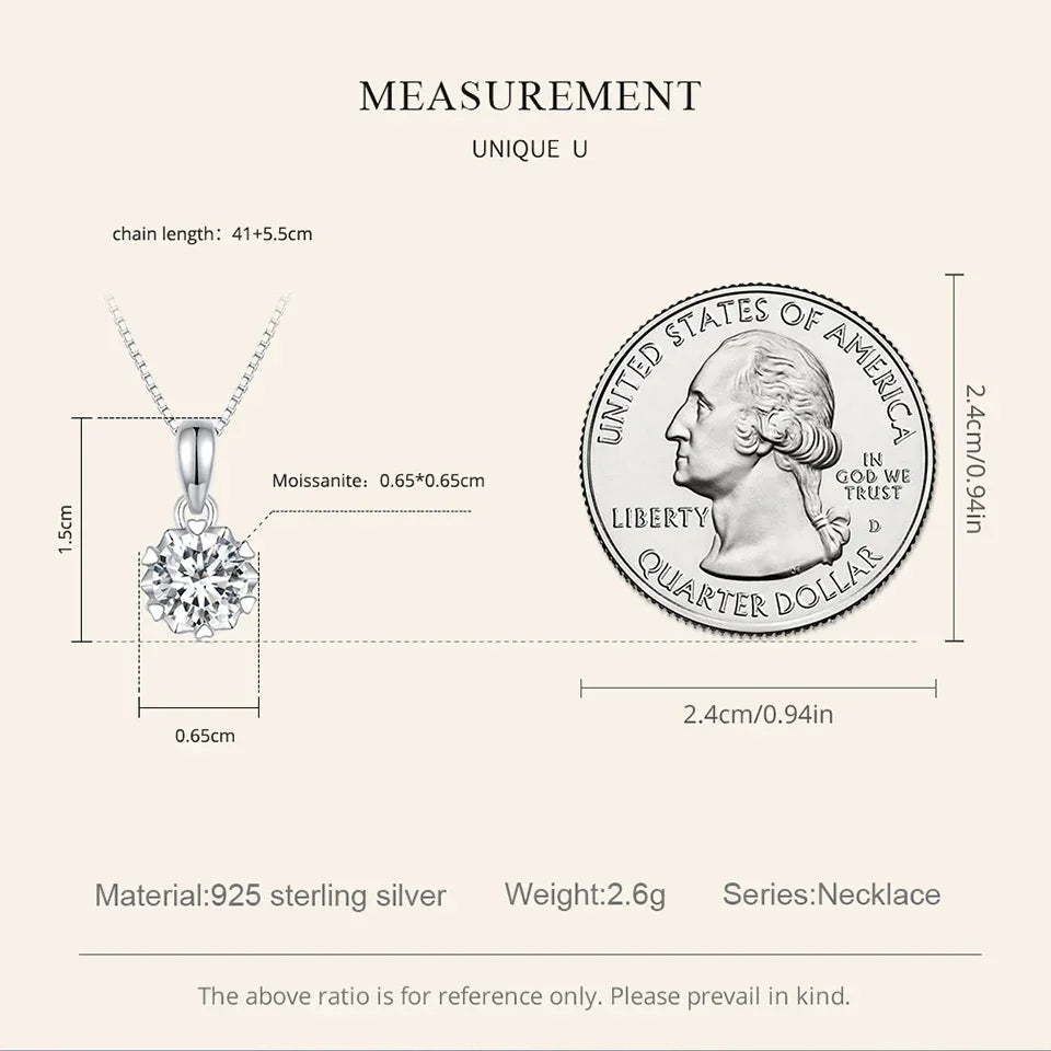 Stellar Shine 1ct Moissanite Sterling Silver Pendant Necklace - Velora Luxury Fashion
