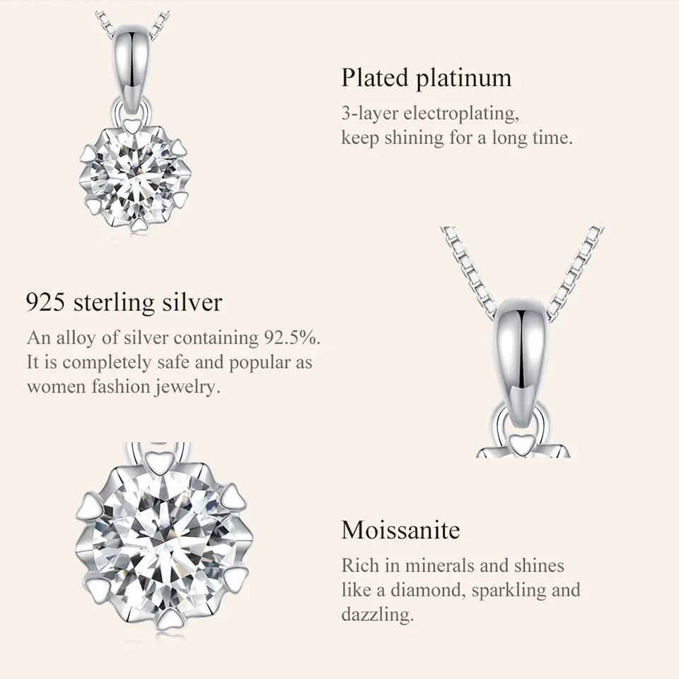 Stellar Shine 1ct Moissanite Sterling Silver Pendant Necklace - Velora Luxury Fashion