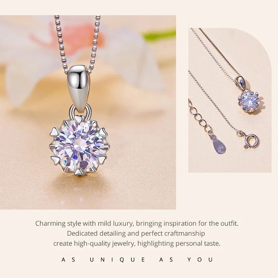 Stellar Shine 1ct Moissanite Sterling Silver Pendant Necklace - Velora Luxury Fashion