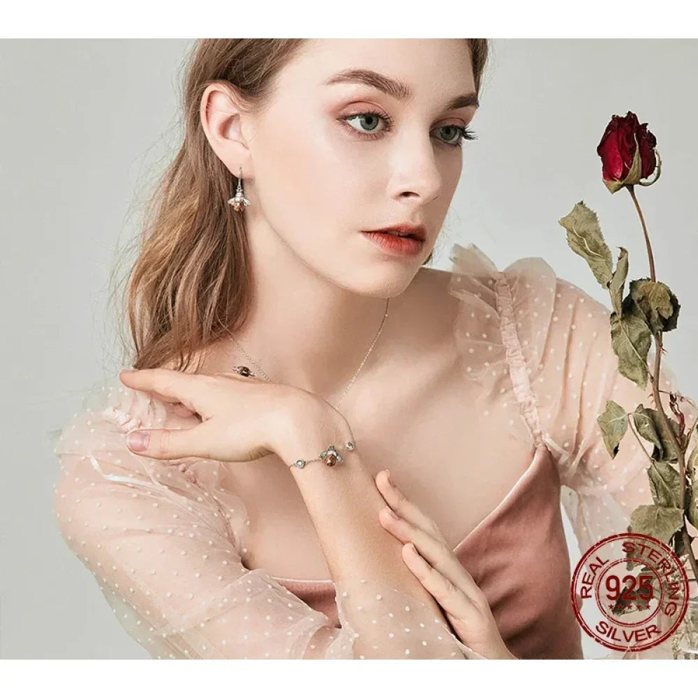 Sterling Silver Dancing Bee Charm Bracelet with CZ - Velora Luxury Fashion