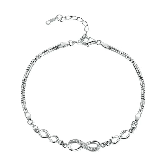 Sterling Silver Infinity Bracelet with CZ – Adjustable - Velora Luxury Fashion