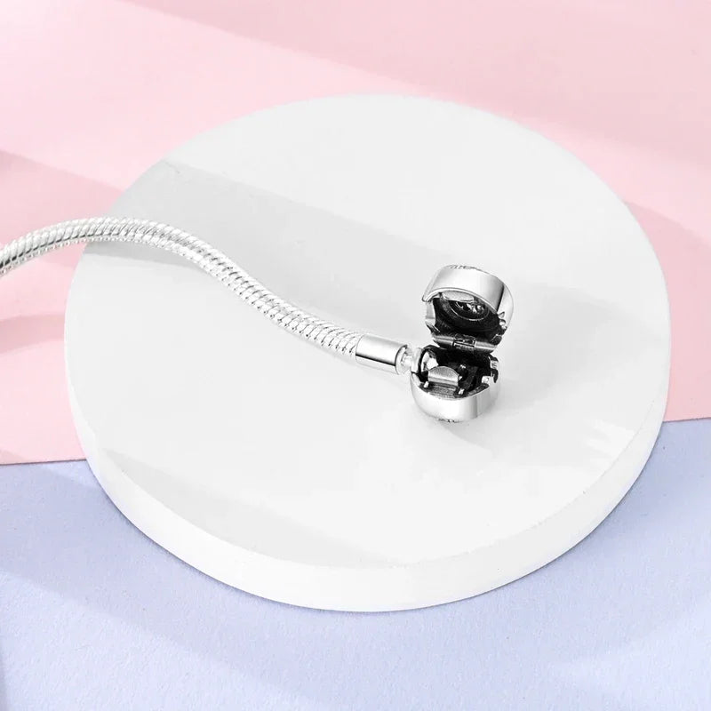 Sterling Silver Snake Chain Bracelet with Rose CZ Clasp - Velora Luxury Fashion