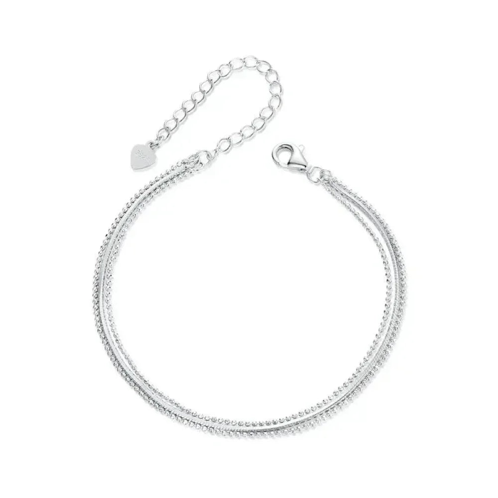 Sterling Silver Triple Layer Bracelet – White Gold Plated - Velora Luxury Fashion